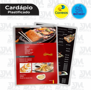 Cardápio Plastificado A4 Polaseal 07 + Papel foto 20x30cm Frente e Verso  Corte Reto 