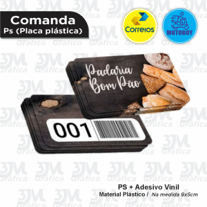Comanda PS PS 1mm + vinil 9x5cm Impressão Frente Laminação Brilho Corte Reto 
